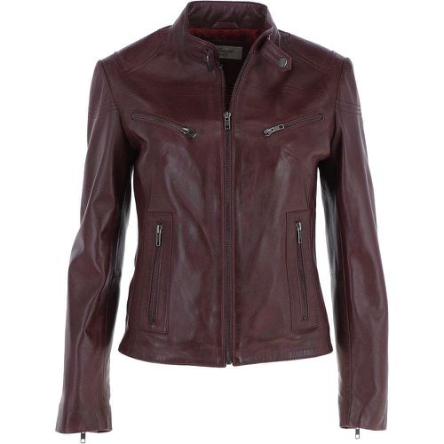 Apos;lolita&apos; Real Leather Mandarin Collar Biker Jacket: G 2131 Burgandy 16 - Ashwood Handbags - Modalova