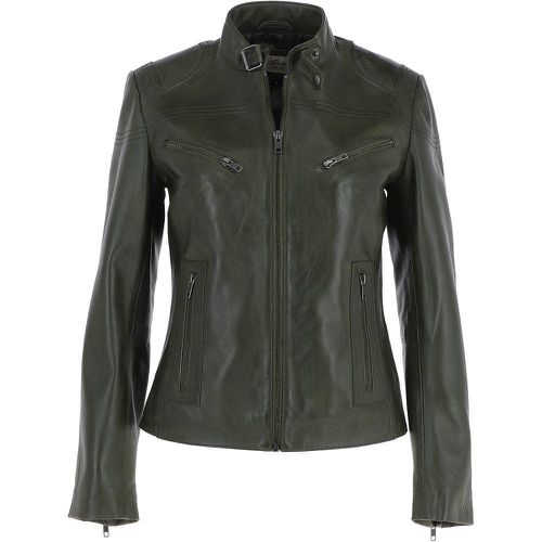 Apos;lolita&apos; Real Leather Mandarin Collar Biker Jacket: G 2131 Green 18 - Ashwood Handbags - Modalova