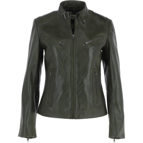 Apos;lolita&apos; Real Leather Mandarin Collar Biker Jacket: G 2131 Green 20 - Ashwood Handbags - Modalova