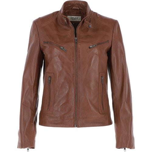 Apos;lolita&apos; Real Leather Mandarin Collar Biker Jacket: G 2131 Cognac 22 - Ashwood Handbags - Modalova