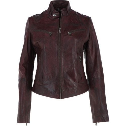 Apos;lolita&apos; Real Leather Mandarin Collar Biker Jacket: G 2131 Vin burgundy 16 - Ashwood Handbags - Modalova