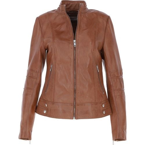 Apos;Lillian&apos; Real Leather Biker Jacket: N-12 Tan 14 - Ashwood Handbags - Modalova