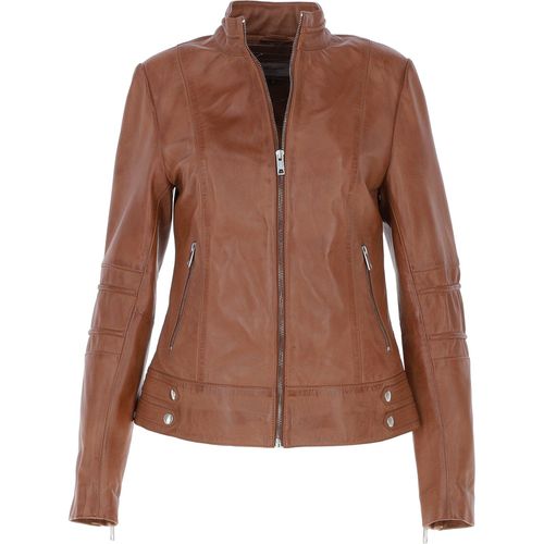 Apos;Lillian&apos; Real Leather Biker Jacket: N-12 Tan 18 - Ashwood Handbags - Modalova