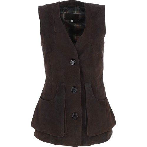 Womens Nubuck Leather Fitted Gilet: Rider Brown 14 - Ashwood Handbags - Modalova