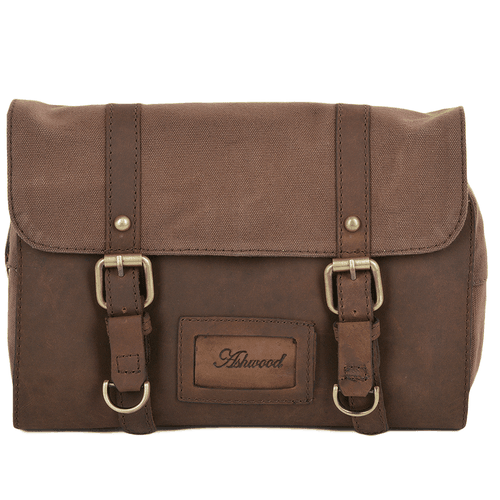 Mens Leather & Canvas Hanging Toiletry Bag: 7010 Mud/mud ONE SIZE - Ashwood Handbags - Modalova