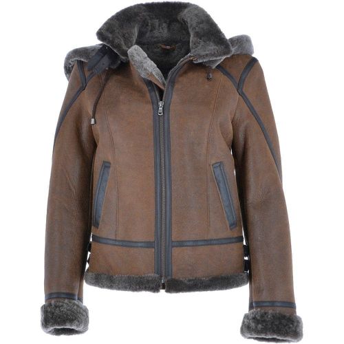 Short Hooded Sheepskin Flying Jacket: 10245 Tobacco 10 - Ashwood Handbags - Modalova