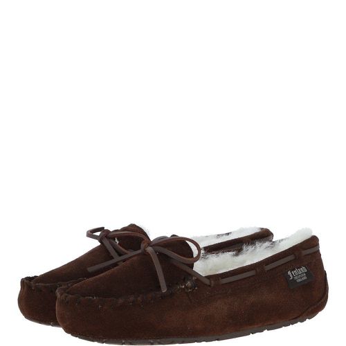 Women&apos;s Classic Suede Sheepskin Moccasin Slippers: LADIES MOCCASSINS Brown 3/4 - Ashwood Handbags - Modalova