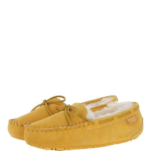 Women&apos;s Classic Suede Sheepskin Moccasin Slippers: LADIES MOCCASSINS Mustard 5/6 - Ashwood Handbags - Modalova