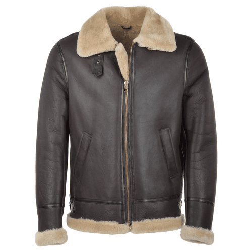 Hand Buffed Soft Sheepskin Pilot Jacket: KE B3 Brn/cream Size 3XL - Ashwood Handbags - Modalova