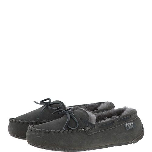 Women&apos;s Classic Suede Sheepskin Moccasin Slippers: LADIES MOCCASSINS Gray 3/4 - Ashwood Handbags - Modalova