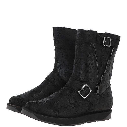 Fenland Classic 9" Vintage Sheepskin Biker Boots: BIKER BOOT LADIES Black 5 - Ashwood Handbags - Modalova