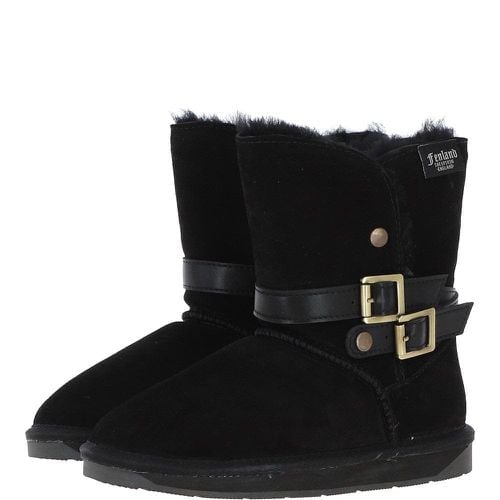 Fenland Classic 8" Suede Sheepskin Belt Boots: S/SKIN BOOT BELT Black 3 - Ashwood Handbags - Modalova