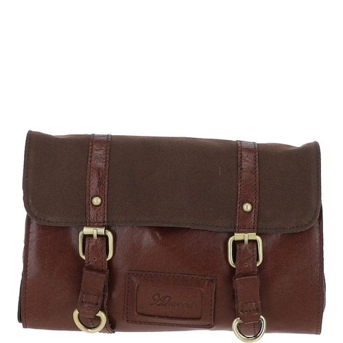 Mens Leather & Canvas Hanging Toiletry Bag: 7010 Tan/crum ONE SIZE - Ashwood Handbags - Modalova