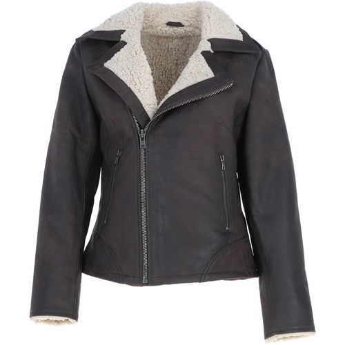 Real Leather Biker Style Jacket With Faux Fur Lining: Jan Brown 12 - Ashwood Handbags - Modalova