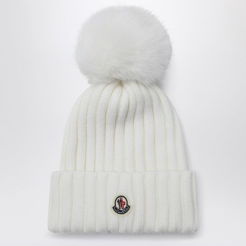 Cuffia bianca con pon pon - Moncler - Modalova