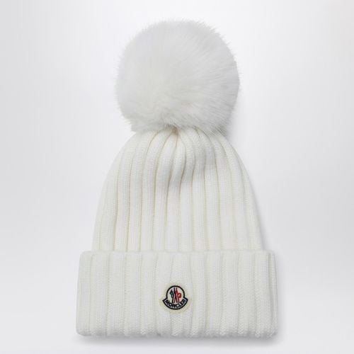 Weiße Mütze mit Bommel - Moncler - Modalova