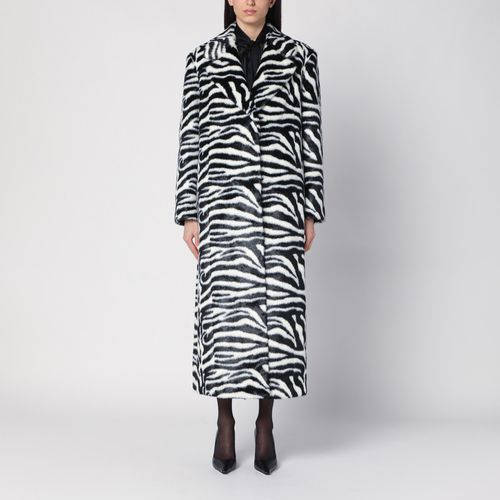 Single-breasted zebra faux fur coat - ROTATE Birger Christensen - Modalova