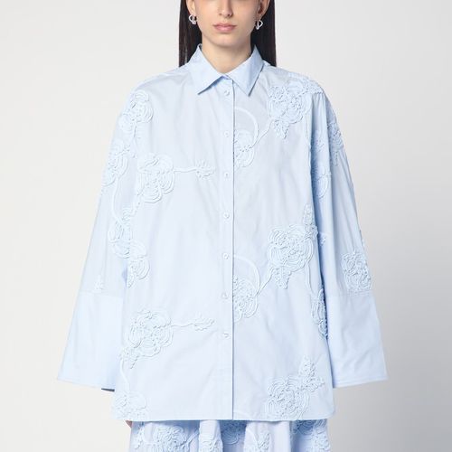 Camicia over azzurra con ricamo fiori - ROTATE Birger Christensen - Modalova