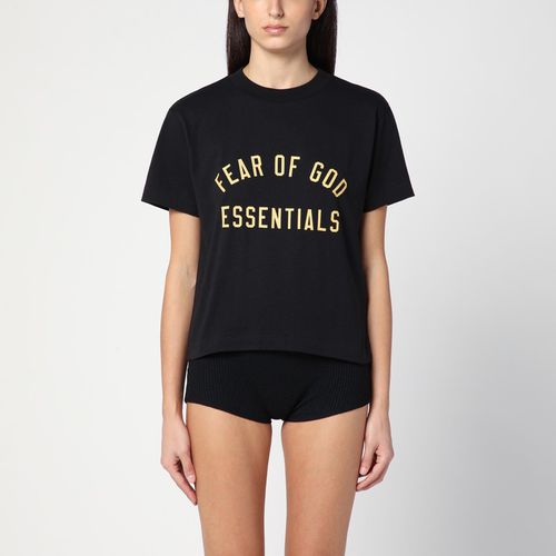 T-Shirt Tri-Blend nera con logo - Fear of God Essentials - Modalova