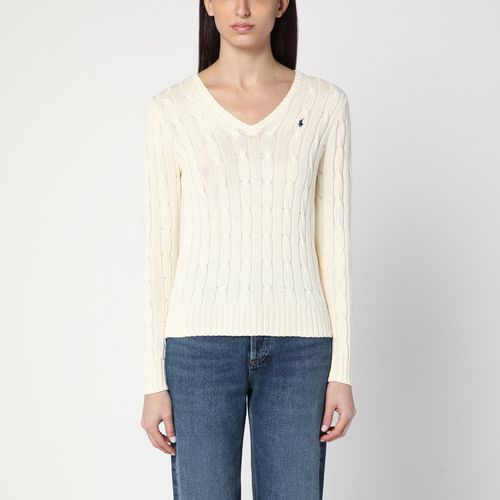 Maglione color crema in cotone a trecce - Polo Ralph Lauren - Modalova