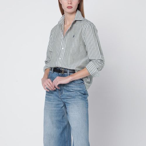 Camicia Classic-Fit in lino a righe oliva/bianca - Polo Ralph Lauren - Modalova