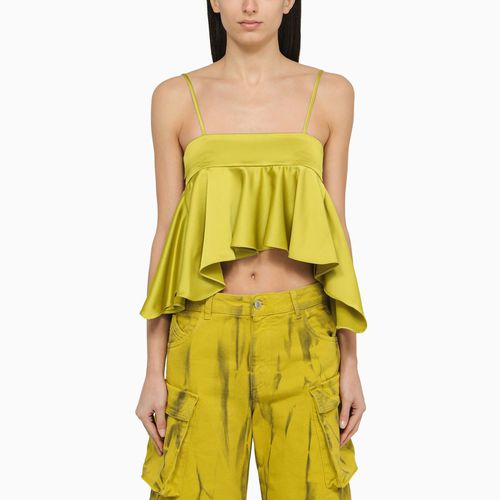 Lime-coloured satin ruffle top - The Attico - Modalova