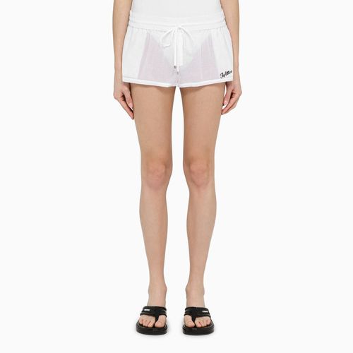 Short bianco in cotone con logo - The Attico - Modalova