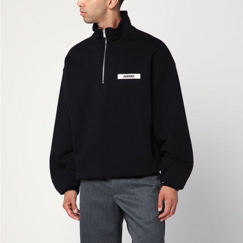 Black cotton zip-up sweatshirt - JACQUEMUS - Modalova