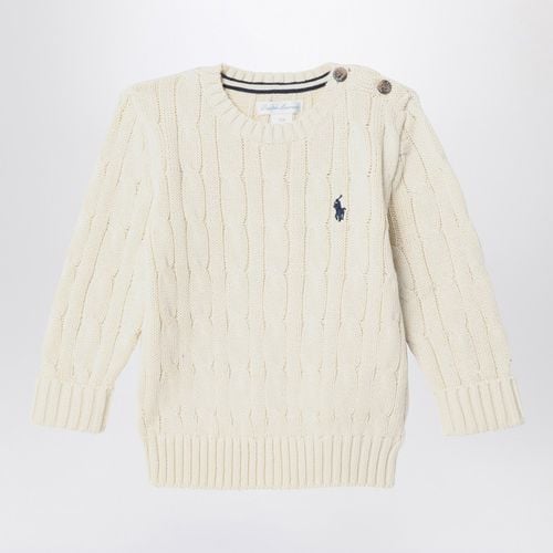 Maglia a trecce color crema in cotone - Polo Ralph Lauren - Modalova