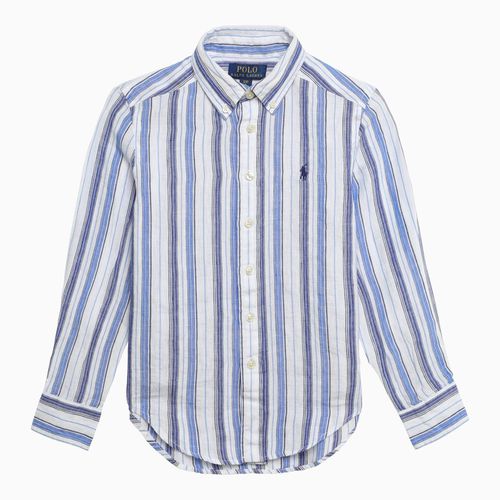 Camicia button-down a righe bianche/blu in lino - Polo Ralph Lauren - Modalova