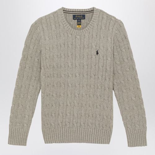 Grauer Pullover mit Rundhalsausschnitt und Zopfmuster - Polo Ralph Lauren - Modalova