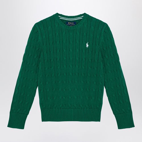 Grüner Pullover mit Rundhalsausschnitt aus Baumwolle mit Zopfmuster - Polo Ralph Lauren - Modalova