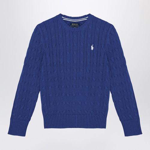 Blauer Pullover mit Rundhalsausschnitt aus Baumwolle mit Zopfmuster - Polo Ralph Lauren - Modalova