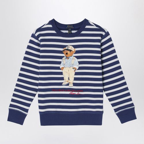 Weiß/marineblau gestreiftes Sweatshirt mit Aufdruck - Polo Ralph Lauren - Modalova