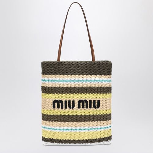 Borsa shopping N/S in filato effetto raffia multicolore - Miu Miu - Modalova