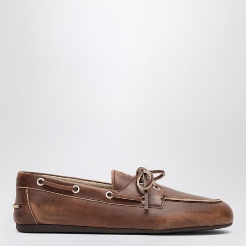 Burnt moccasin in vintage effect leather - Miu Miu - Modalova