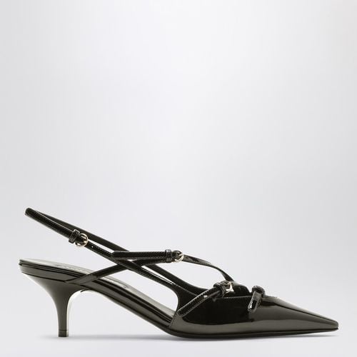 Schwarzer Lackleder-Slingback mit Schnallen - Miu Miu - Modalova