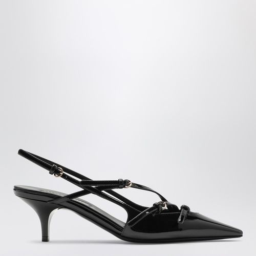 Slingback nera in vernice con fibbie - Miu Miu - Modalova