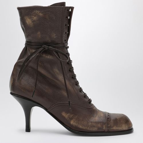 Cocoa-coloured lace-up boot with heel - Miu Miu - Modalova