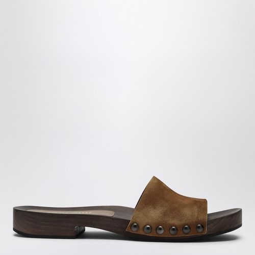 Zimtfarbene Wildlederclogs mit Logo - Miu Miu - Modalova