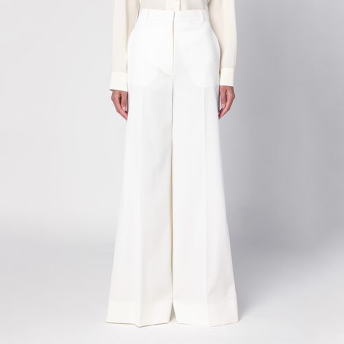 Pantalone a zampa color crema in lana - Stella McCartney - Modalova