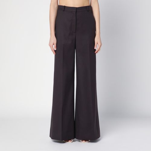 Dark chocolate wide leg pants in wool - Stella McCartney - Modalova