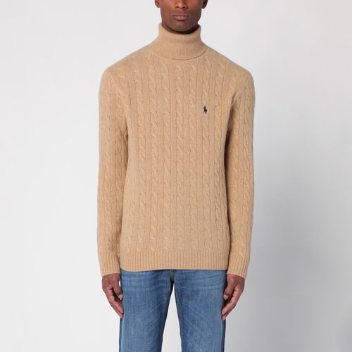 Beigefarbener Rollkragenpullover mit Zopfmuster - Polo Ralph Lauren - Modalova