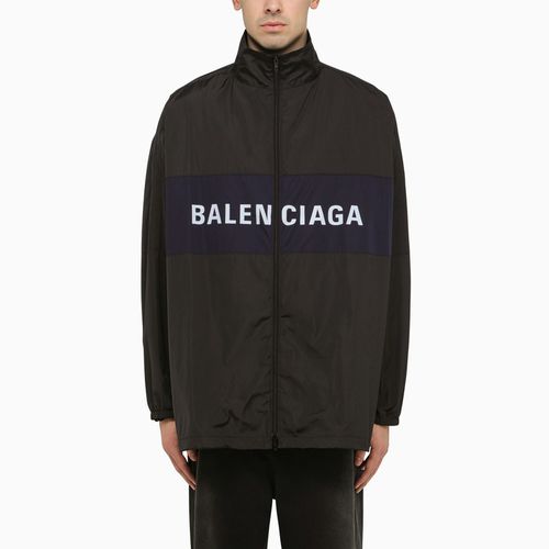 Giacca leggera nera in nylon con logo - Balenciaga - Modalova