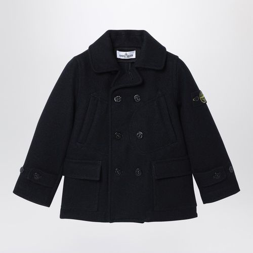 Blau melierter zweireihiger Mantel - Stone Island - Modalova