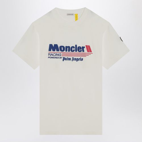 T-shirt bianca con stampa logo - Moncler X Palm Angels - Modalova