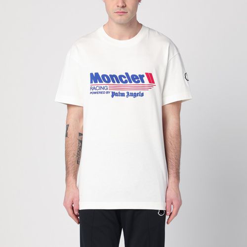 Weißes T-Shirt mit Logo-Druck - Moncler X Palm Angels - Modalova