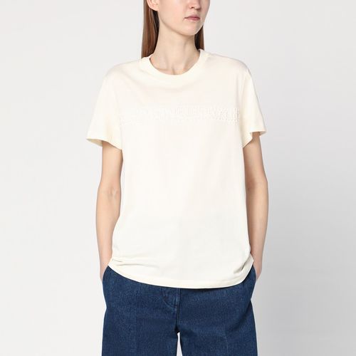 Ivory cotton T-shirt with logo - Moncler - Modalova