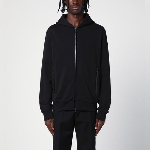 Black cotton zipped sweatshirt - Moncler - Modalova