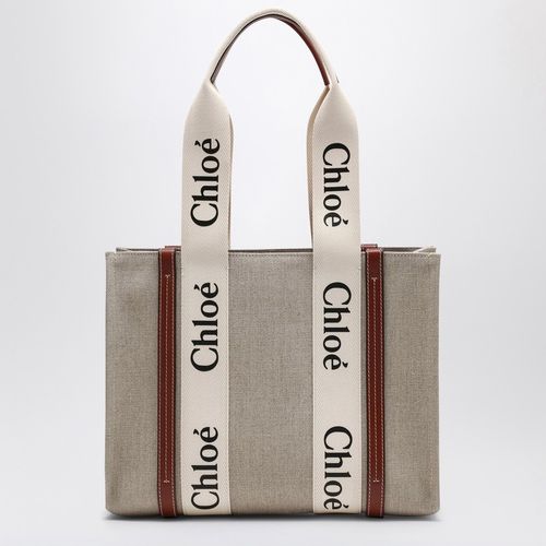 Borsa media Woody in tela beige - Chloé - Modalova